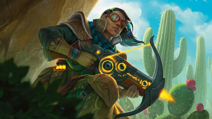 Nghệ thuật từ một lá bài MTG Outlaws of Thunder Junction chưa được tiết lộ