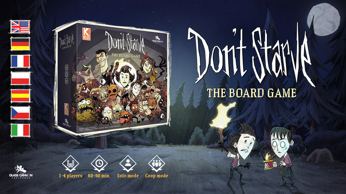 Hình ảnh quảng cáo của Don't Starve The Board Game hiển thị hộp giả mạo của trò chơi