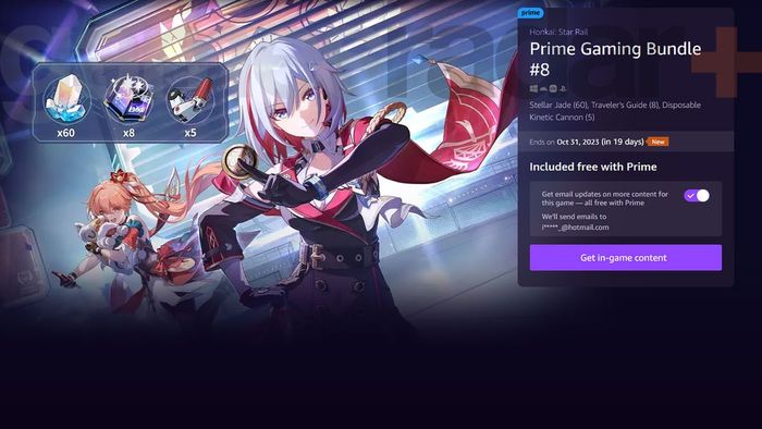 Mã Honkai Star Rail từ phần thưởng Prime Gaming