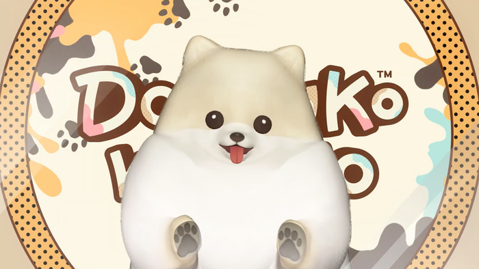 Một chú chó Pomeranian dễ thương nhảy lên camera trong một hình ảnh từ trailer của Doronko Wanko.