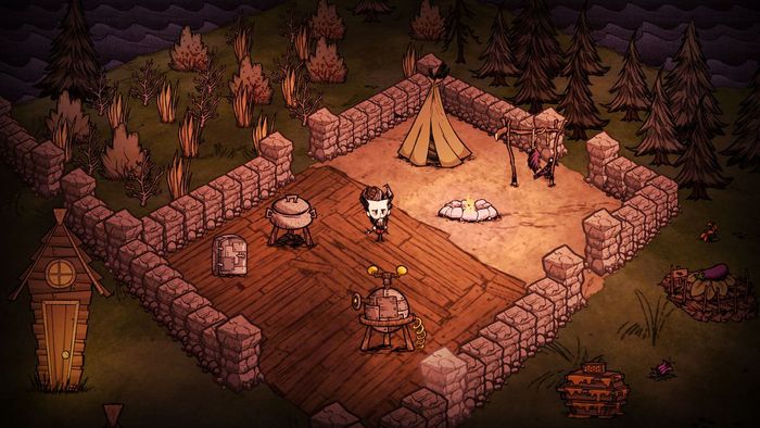 Một hình ảnh từ Dont Starve hiển thị nhân vật chính Wilson