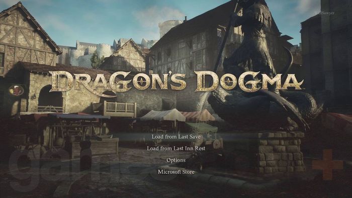 Các tùy chọn tải trò chơi trên màn hình tiêu đề Dragon's Dogma 2