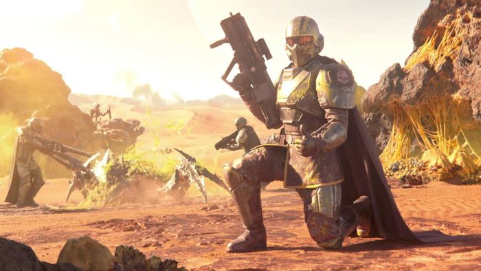 Đoạn giới thiệu Helldivers 2: helldiver đưa ngón tay cái lên
