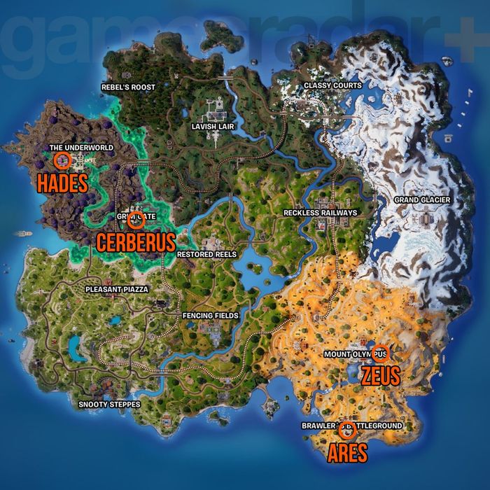 Bản đồ vị trí Fortnite Aspect of the Gods