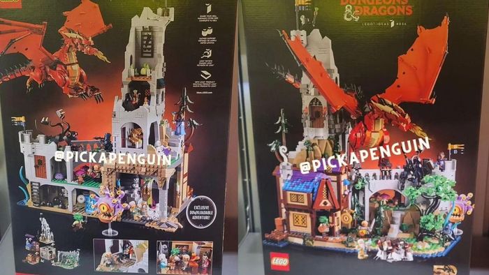 Hình ảnh mặt trước và mặt sau của hộp Lego D&D.