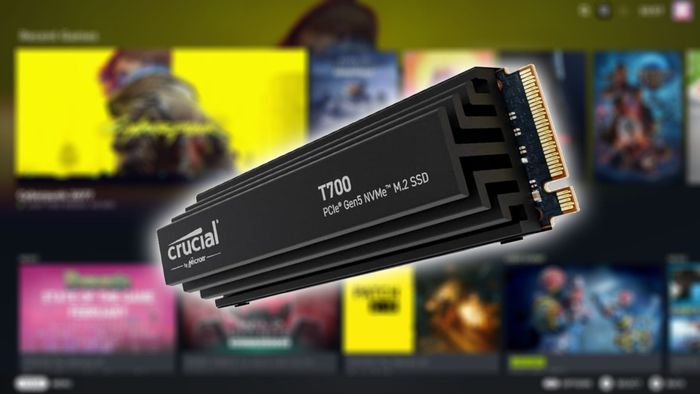 SSD Crucial Gen 4 với nền Steam mờ