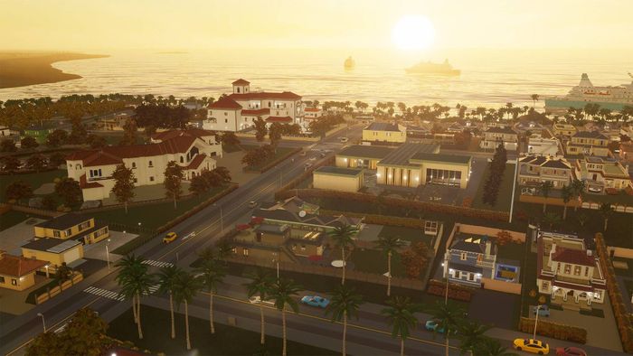 Một bức ảnh chụp màn hình giới thiệu DLC Beach Properties của Cities: Skylines 2. 