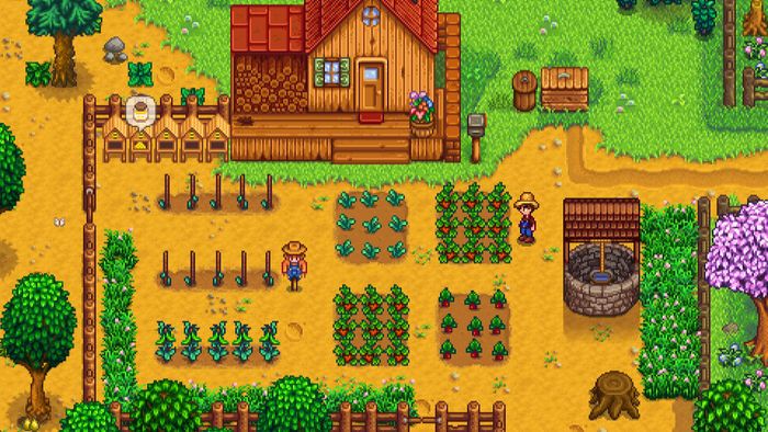 Ảnh chụp màn hình của một nông dân đang ngắm nhìn những cây trồng của họ trong Stardew Valley.