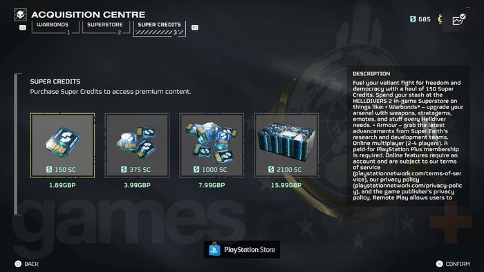 Siêu Tín dụng Helldivers 2 trong cửa hàng microtransaction