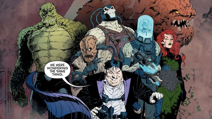 Nhóm nhân vật phản diện của Batman bao gồm Penguin, Bane, Clayface, Scarecrow, Killer Croc, Poison Ivy và Mr. Freeze