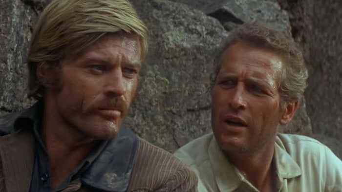 Robert Redford và Paul Newman leo núi trong Butch Cassidy và Sundance Kid