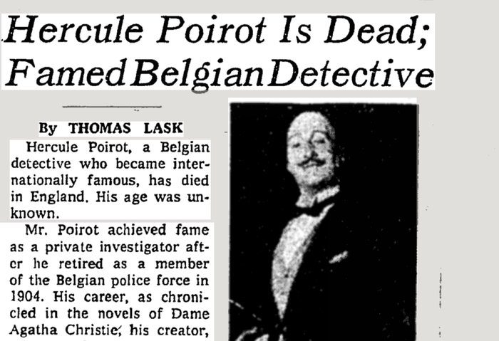 Khi qua đời, Poirot được tưởng nhớ như một người thật | ảnh tư liệu từ Pinteres