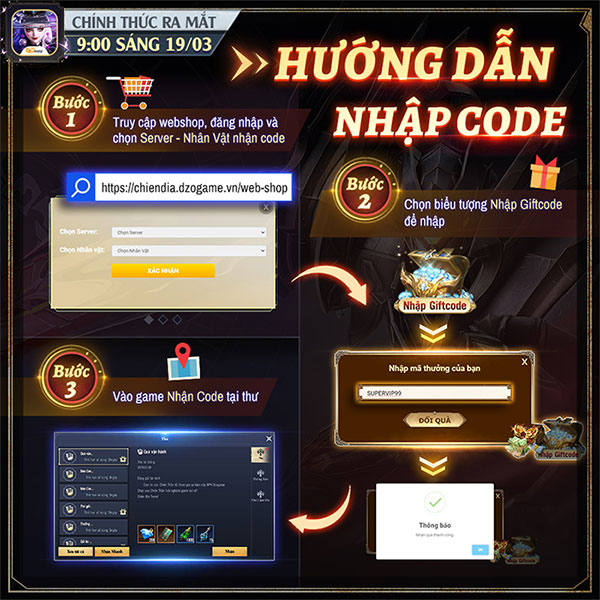 Cách nhập code Chiến Địa