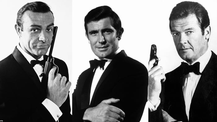 Sean Connery, George Lazenby, Roger Moore