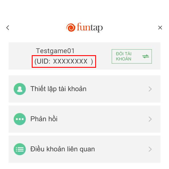 ID người chơi sẽ xuất hiện.