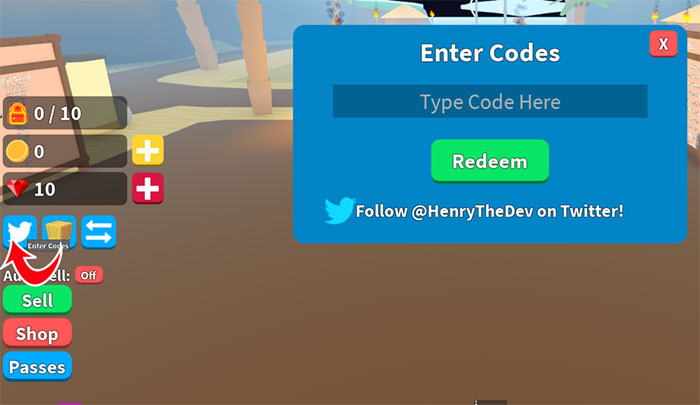 Hướng dẫn nhập mã code cho Treasure Hunt Simulator