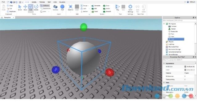 Tạo hình cầu trên Roblox Studio