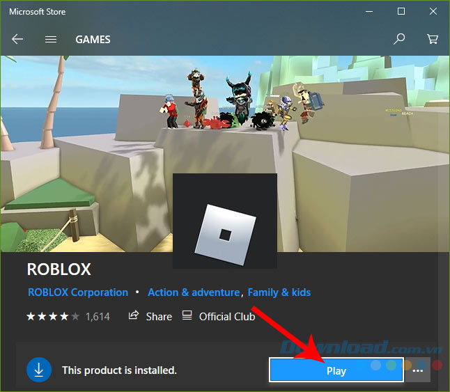 Nhấp vào Play để bắt đầu chơi Roblox trên PC 