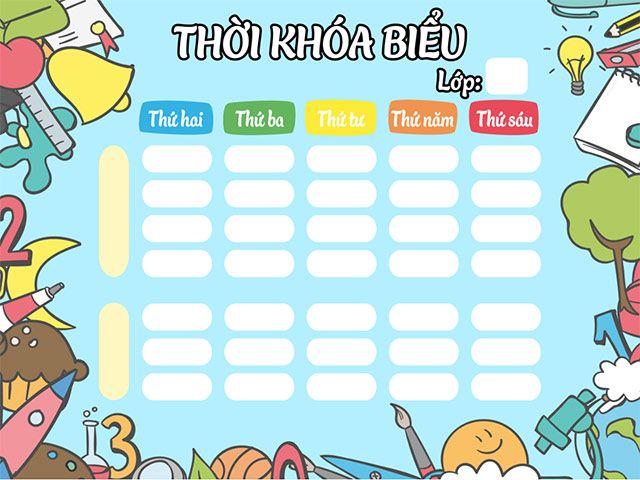 Bảng thời khóa biểu dành cho học sinh