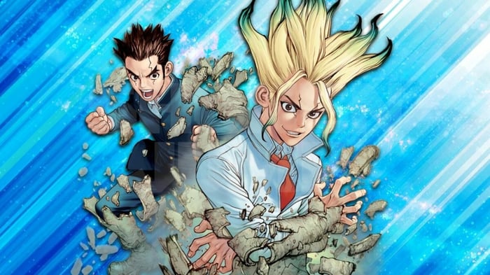 Senku và Team Science đã định vị được Why-Man trong Chương 216 của Manga Dr. Stone (bìa)