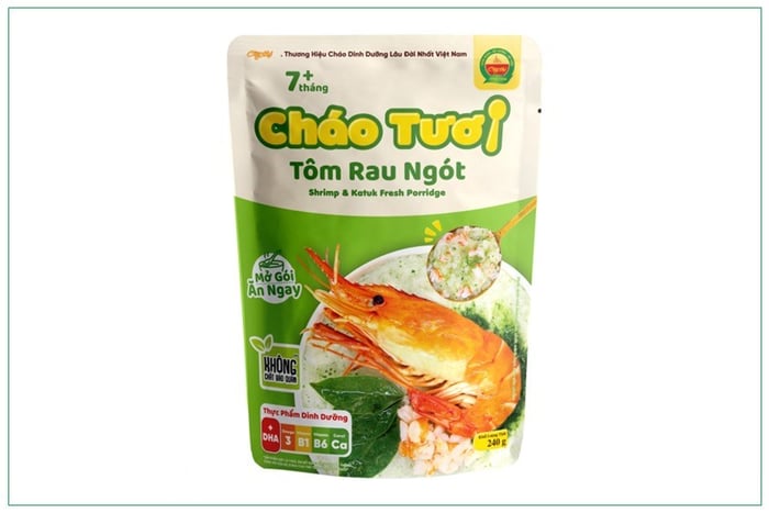 Cháo tôm rau cải xanh tươi