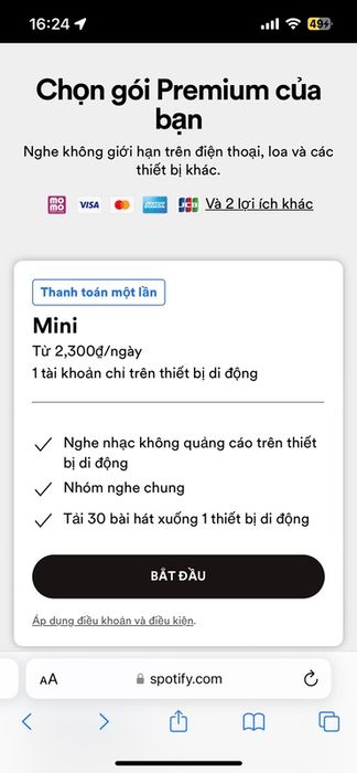 Hướng dẫn thanh toán dịch vụ Spotify Premium qua MoMo