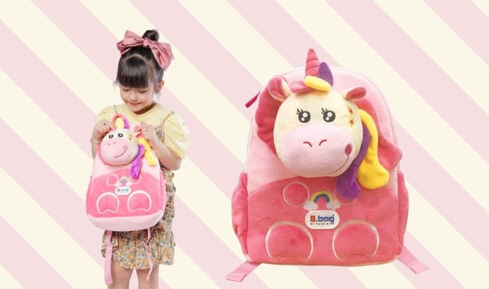 Balo mẫu giáo B.Bag Cushy-Unicorn B-12-102 màu hồng