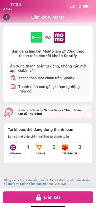 Hướng dẫn thanh toán dịch vụ Spotify Premium bằng MoMo