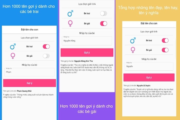 Ứng dụng đặt tên cho con Tên cho bé