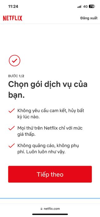 Bước 1: Truy cập Netflix.com > Lựa chọn một trong những gói dịch vụ của Netflix phù hợp;