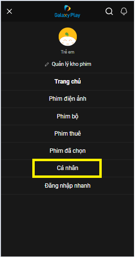 Bước 2: Chọn mục “Cá nhân”.