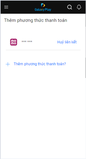 Bước 4: Chọn Ví hoặc Thẻ thanh toán đã liên kết > Huỷ liên kết