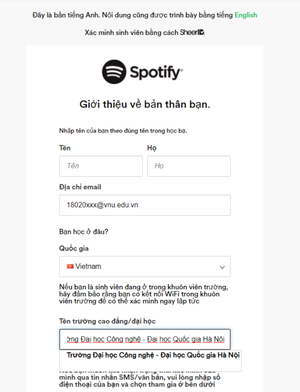 Hướng dẫn đăng ký Spotify Premium cho sinh viên