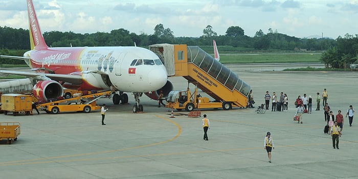 Sân bay Thọ Xuân chào đón nhiều khách du lịch trong nước.