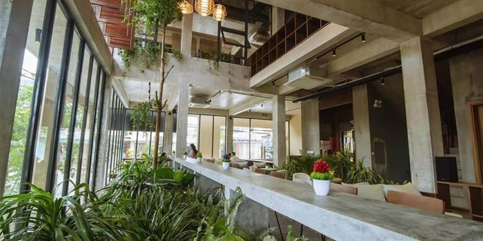CAGINA Boutique Hostel & Coffee có kiến trúc gần gũi với thiên nhiên