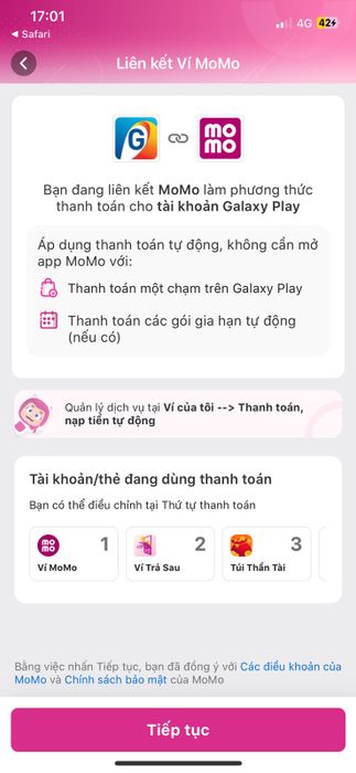 Bước 4: Kết nối với MoMo;