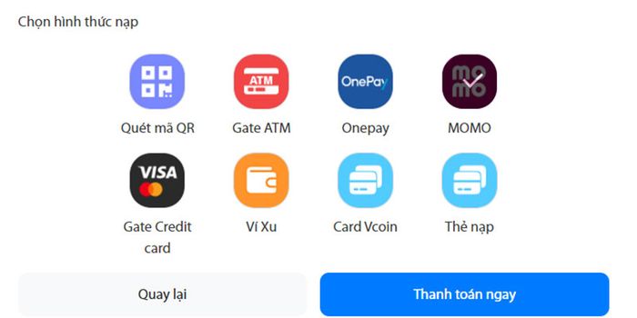 Bước 4: Lựa chọn Phương thức thanh toán “MoMo”;