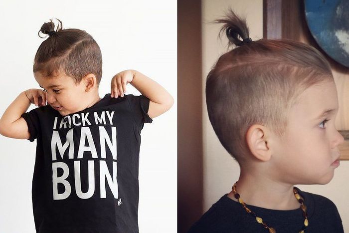 Tóc man bun theo phong cách Á Đông đơn giản nhưng không kém phần cá tính cho bé