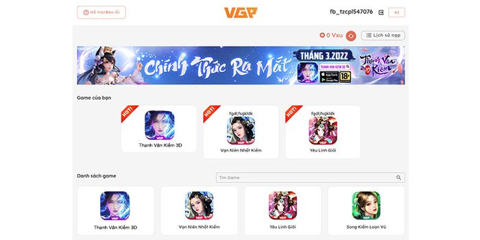 Bước 1: Truy cập vào trang web nạp thẻ: https://nap.vgplay.vn/ , đăng nhập bằng tài khoản VGP hoặc Facebook và chọn game bạn muốn mua thẻ nạp;