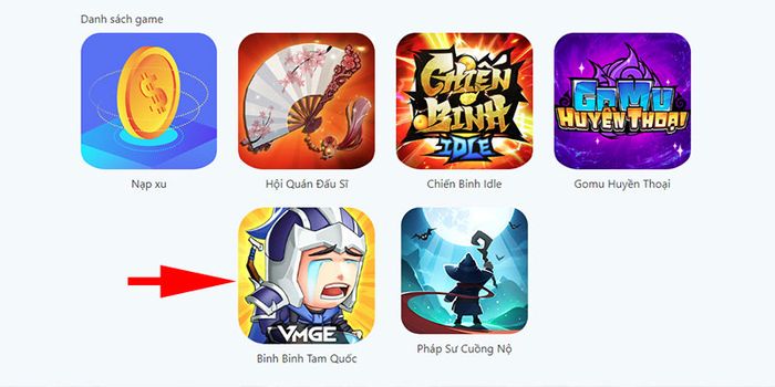 Bước 1: Truy cập vào trang web nạp thẻ pay.vmge.vn, đăng nhập bằng tài khoản VMGE Game hoặc Facebook và chọn game 123 Tam Quốc; 