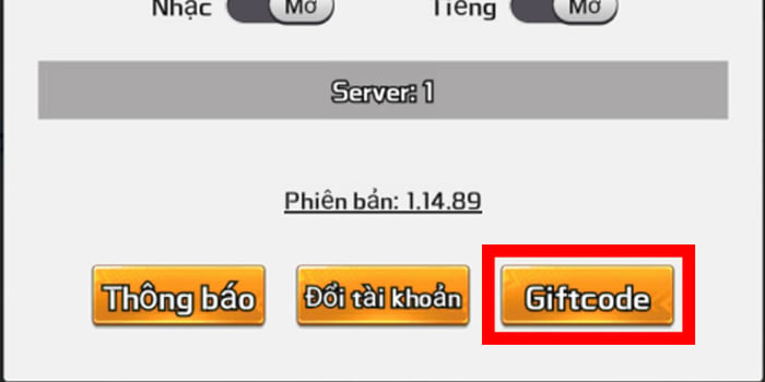 Bước 3: Chọn mục “Giftcode”