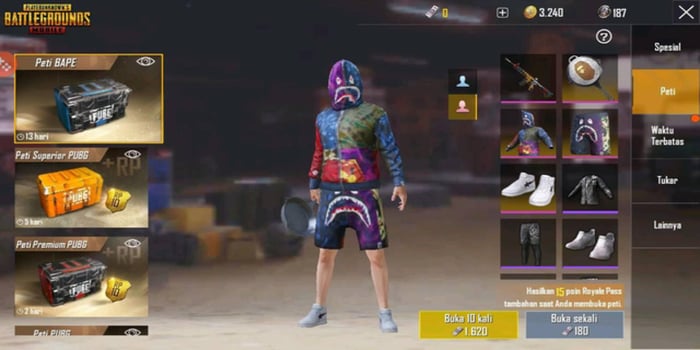 Để sở hữu bộ trang phục Bape trong PUBG Mobile, bạn sẽ phải chi ra một khoản tiền không hề nhỏ.