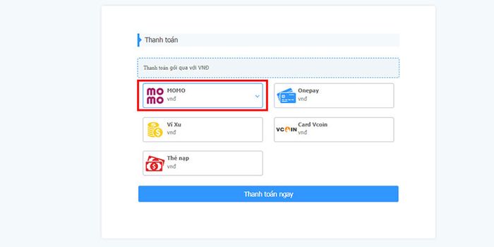 Bước 5: Chọn phương thức thanh toán qua MoMo.