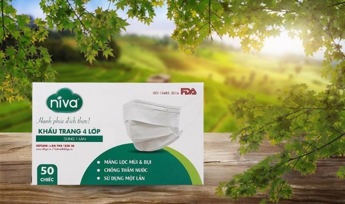 Hộp 50 khẩu trang y tế Niva 4 lớp