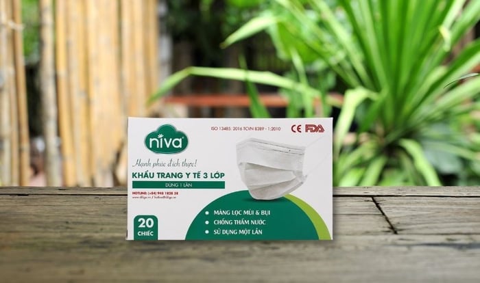 Hộp 20 khẩu trang y tế Niva 3 lớp