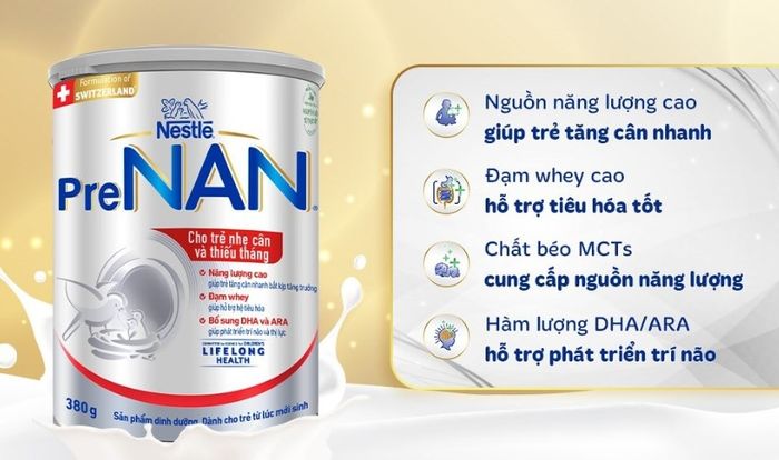 Sữa bột PreNAN dung tích 380g (dành cho trẻ sơ sinh) dành cho bé nhẹ cân, thiếu tháng