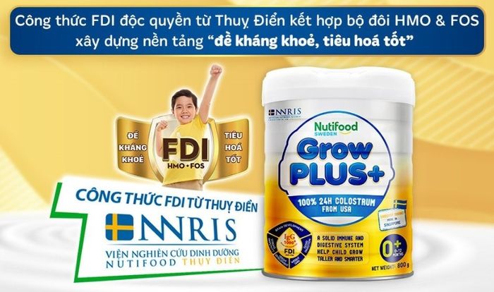 Sữa bột Nutifood GrowPLUS+ vàng (sữa non) hương vani 800g (0 - 12 tháng)