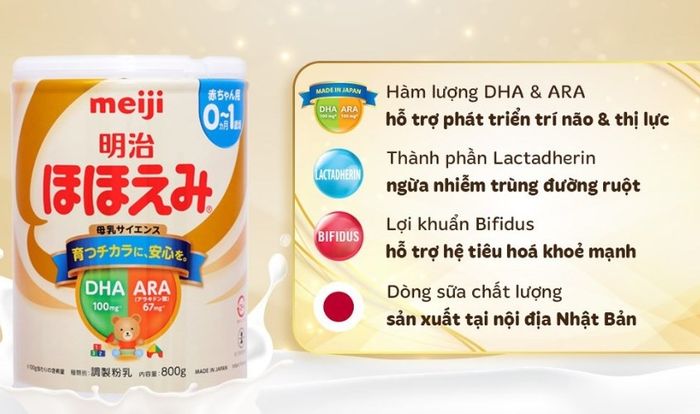 Sữa bột nội địa Nhật Meiji Hohoemi Milk 800g (0 - 12 tháng)