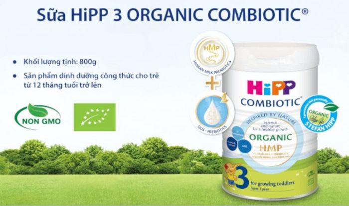 Sữa bột HiPP Organic Combiotic số 3 800g (1 - 3 tuổi) phù hợp cho trẻ từ 1 đến 3 tuổi