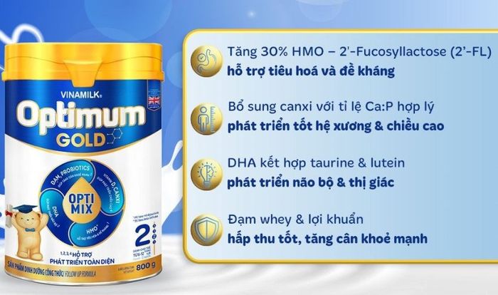 Sữa bột Vinamilk Optimum Gold số 2 800g (6 - 12 tháng)